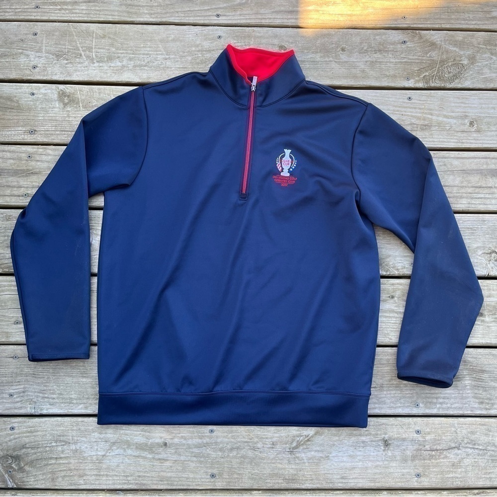 ** Antigua size XL Solheim cup golf half zip jacket sweatshirt 2017 navy blue